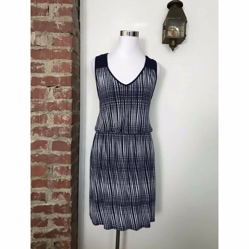 Anthropologie Deletta Janie Dress Sleeveless Blouson Geometric Womens Size‎ M